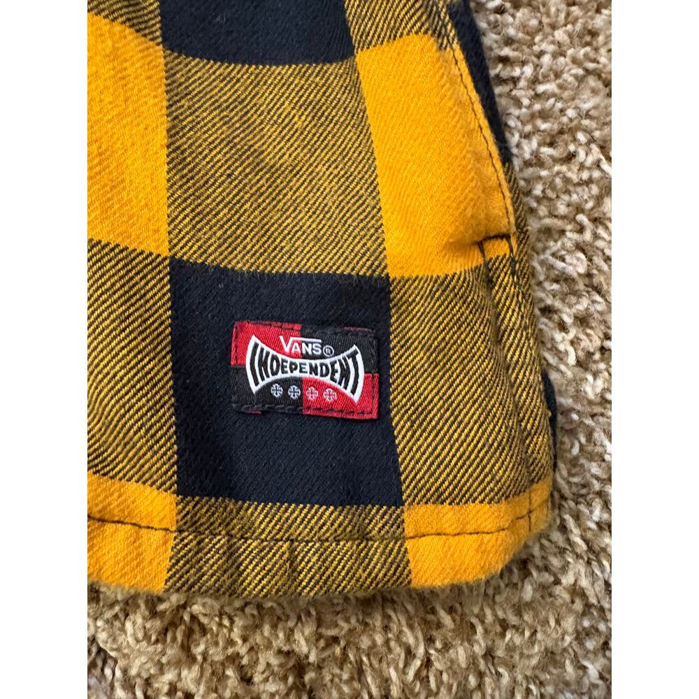 Vans x Independent Trucks Collection Zip Up Plaid Flannel Size XL Black Yellow - Picture 3 of 9